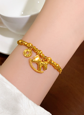 沙金碎碎冰小马拉丝串珠手链轻奢