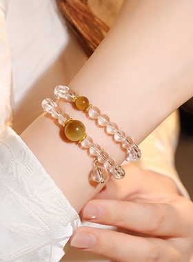 双层叠戴白水晶手链款高级感轻奢