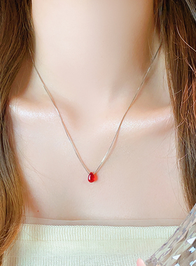 幸运相思豆项链轻奢小众锁骨链