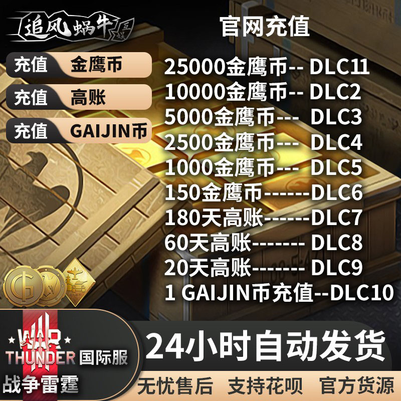 War Thunder 战争雷霆 金鹰 高级 高账 GJN 5000 10000 自动发货 - 图3