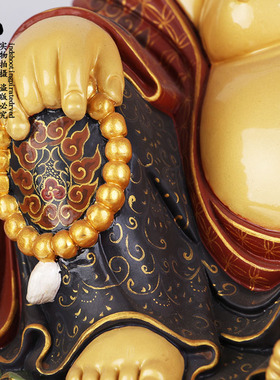 台湾纯铜鎏金粉彩莲花座弥勒佛