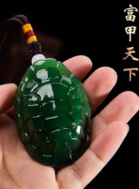 真玉石手把件富甲天下招财来财白玉龟壳盘玩解压把玩创意桌面饰品
