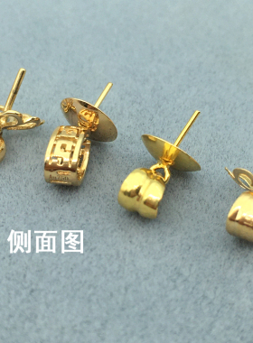 18K金珍珠吊坠托空托万能蜜蜡拖镶嵌大圆珠盘镂空花型DIY项链配件
