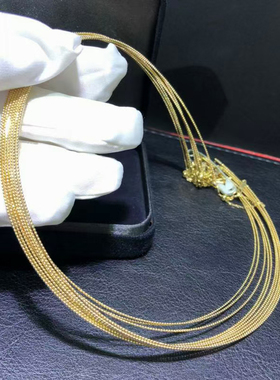 18K金手圈项圈进口万能记忆弹力手链子AU750针式调节项链配件