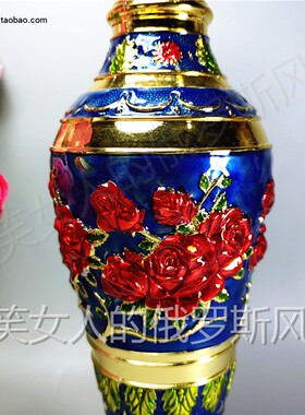 特价俄罗斯RW锡金属台面装饰花瓶玫瑰花金蓝色高27厘米欧式精致