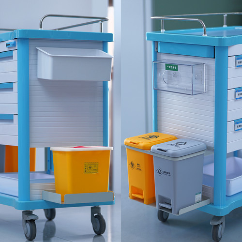 思蜀邦护治疗车医用小推车侧边挂篮垃圾桶护理车手推车牙科手术室 - 图1