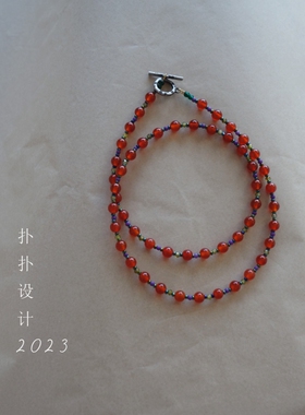 原创手工巴西玛瑙复古项链