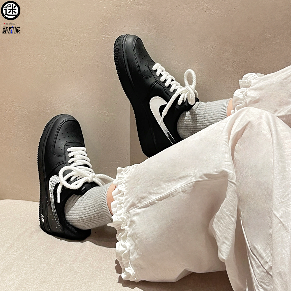 球鞋定制 Nike/耐克 Air Force 1  手绘海浪浪花泼墨男女子板鞋,淘宝优惠券,粉丝福利购,淘宝优惠卷
