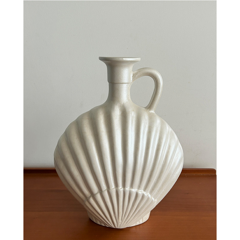 SilentWind中古风贝壳花瓶高级感法式陶瓷复古小众艺术感家居摆件,淘宝优惠券,粉丝福利购,淘宝优惠卷