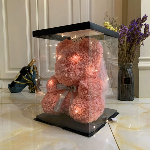 Женский цветок восемь -лет старый магазин более 20 цветов женских цветов, вечных цветов, подарочная коробка розового медведя, цветочный букет, подруга жена свадьба памятная память