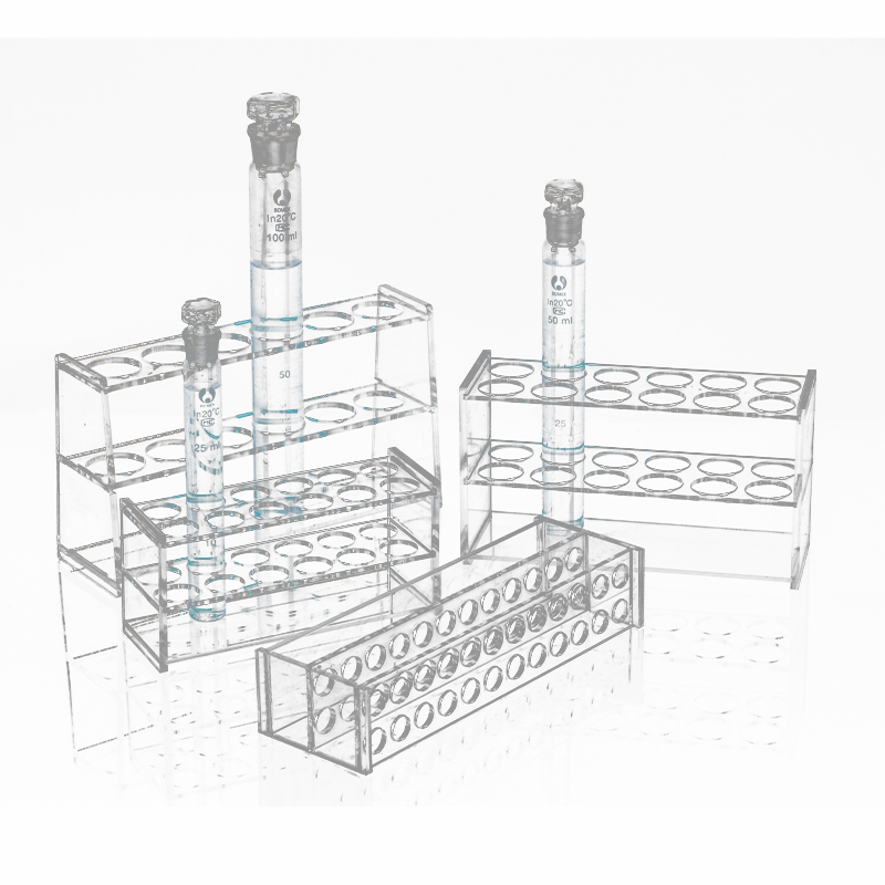 10ml 25ml 50ml 100ml有机玻璃比色管架试管架 6孔 12孔单/双排亚克力材干花花架质实验室-图3