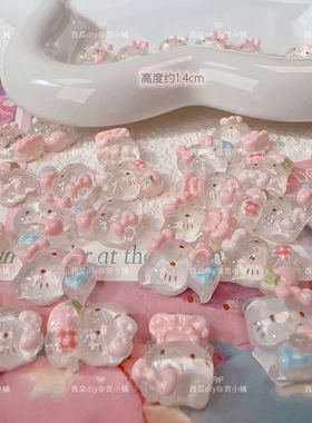 迷你格子裙冰透KT猫咪diy仿真树脂配件手机壳手工发夹材料冰箱贴