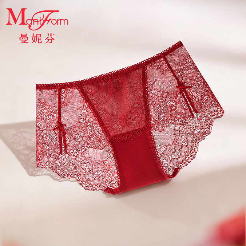 129元2条曼妮芬性感镂空浪漫蕾丝女士内裤 轻透纯欲平角,淘宝优惠券,粉丝福利购,淘宝优惠卷