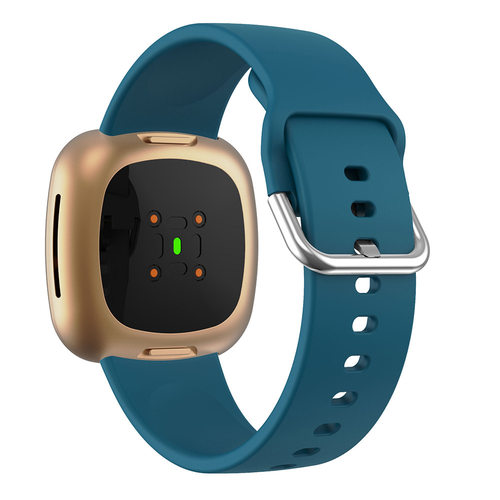 适用Fitbit versa3/Sense2硅胶表带Sense/Versa4纯色银扣腕带均码 - 图1