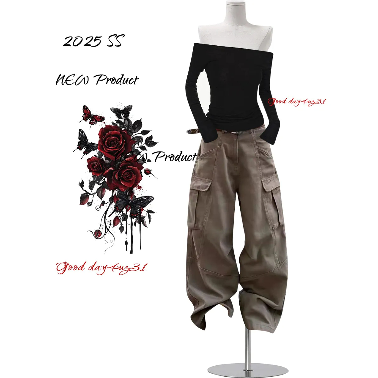 大码美式复古大口袋解构工装牛仔裤女秋季新款高街宽松阔腿长裤子 - 图3