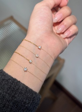 小红绳米色圆钻奶茶色全绳手链