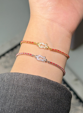 纯银幸运航海马蹄扣平安扣手链