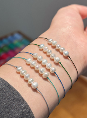 巴黎红绳本命年手链女天然珍珠