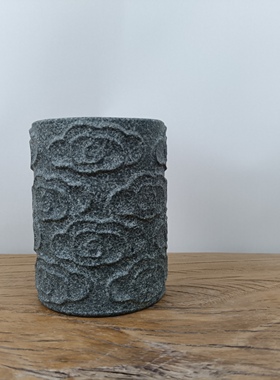 青石祥云柱盖置石头整石雕刻底座茶桌书桌禅房桌面茶桌装饰摆件