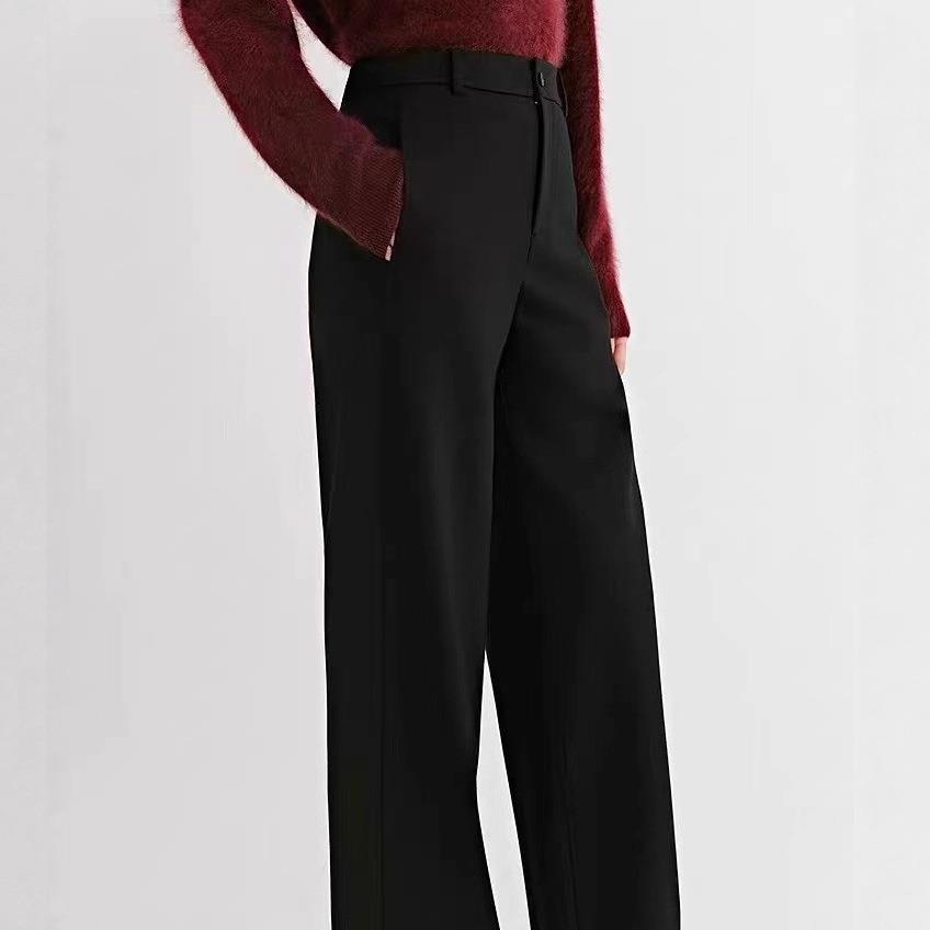 it :orange forest厚加绒罗马布阔腿裤女装弹力羊毛显瘦裤子长裤 - 图0