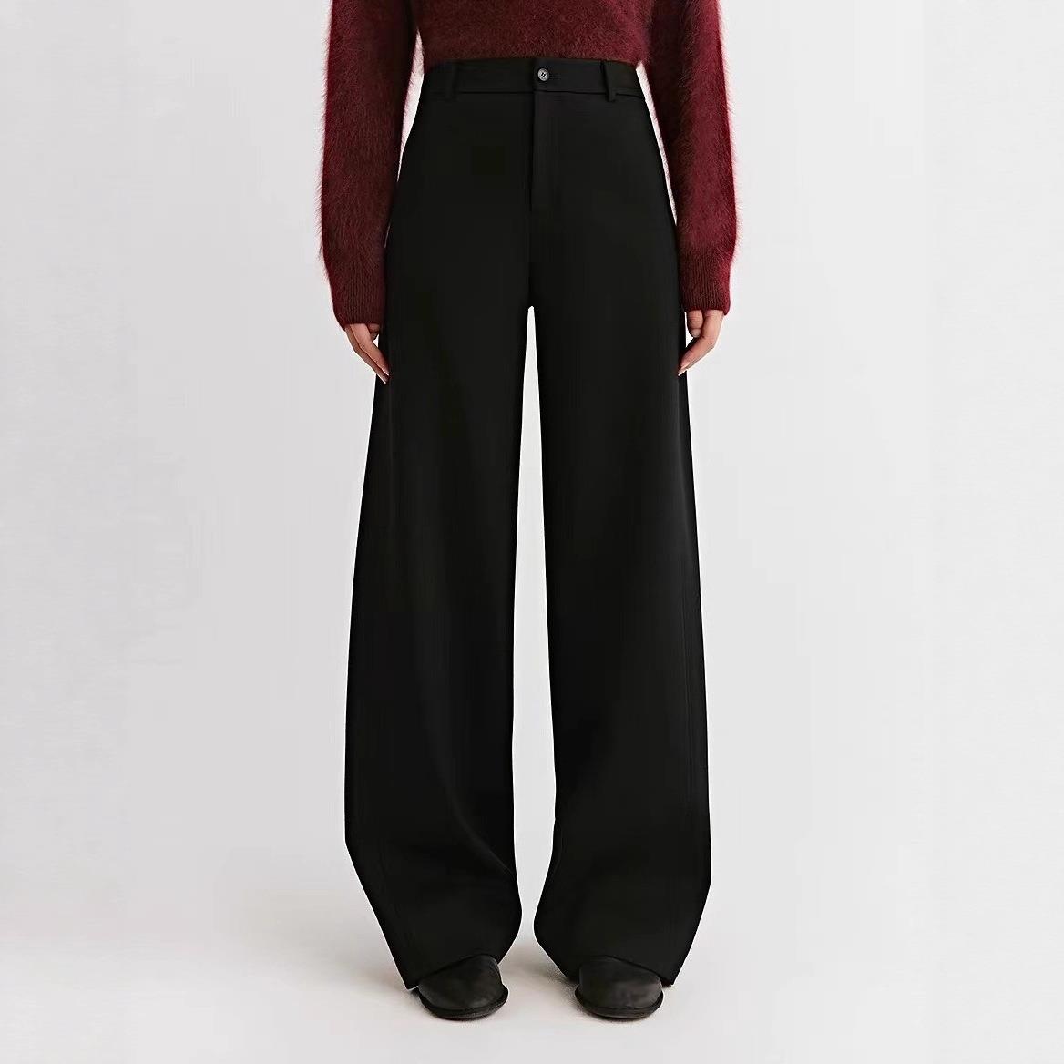 it :orange forest厚加绒罗马布阔腿裤女装弹力羊毛显瘦裤子长裤 - 图3