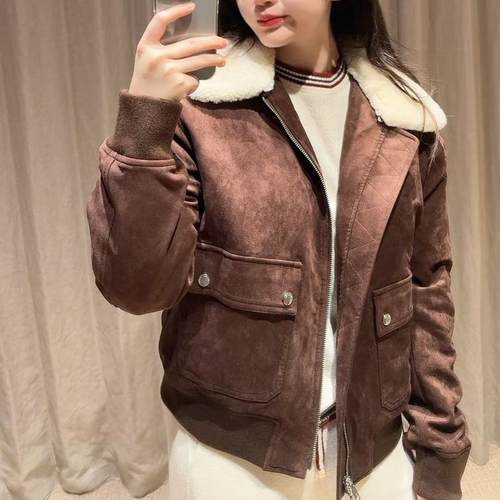 it :orange forest新款夹克羽绒服短款外套女毛领厚款拉链上衣女 - 图3