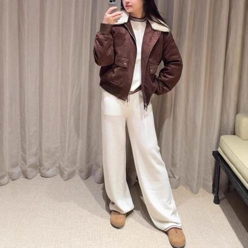 it :orange forest新款夹克羽绒服短款外套女毛领厚款拉链上衣女 - 图2