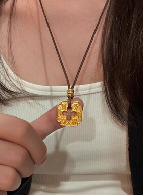 福禄寿喜古法镂空四叶草招财项链