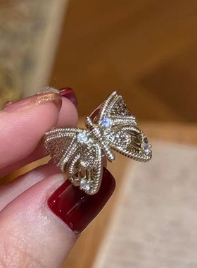 vintage中古风轻奢花丝蝴蝶镂空