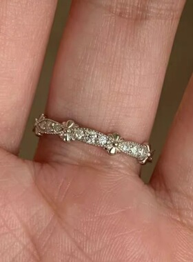 复古轻奢鸢尾花蕾丝戒指女精致