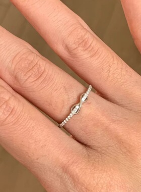 韩系简约ins排钻八字蝴蝶结极细