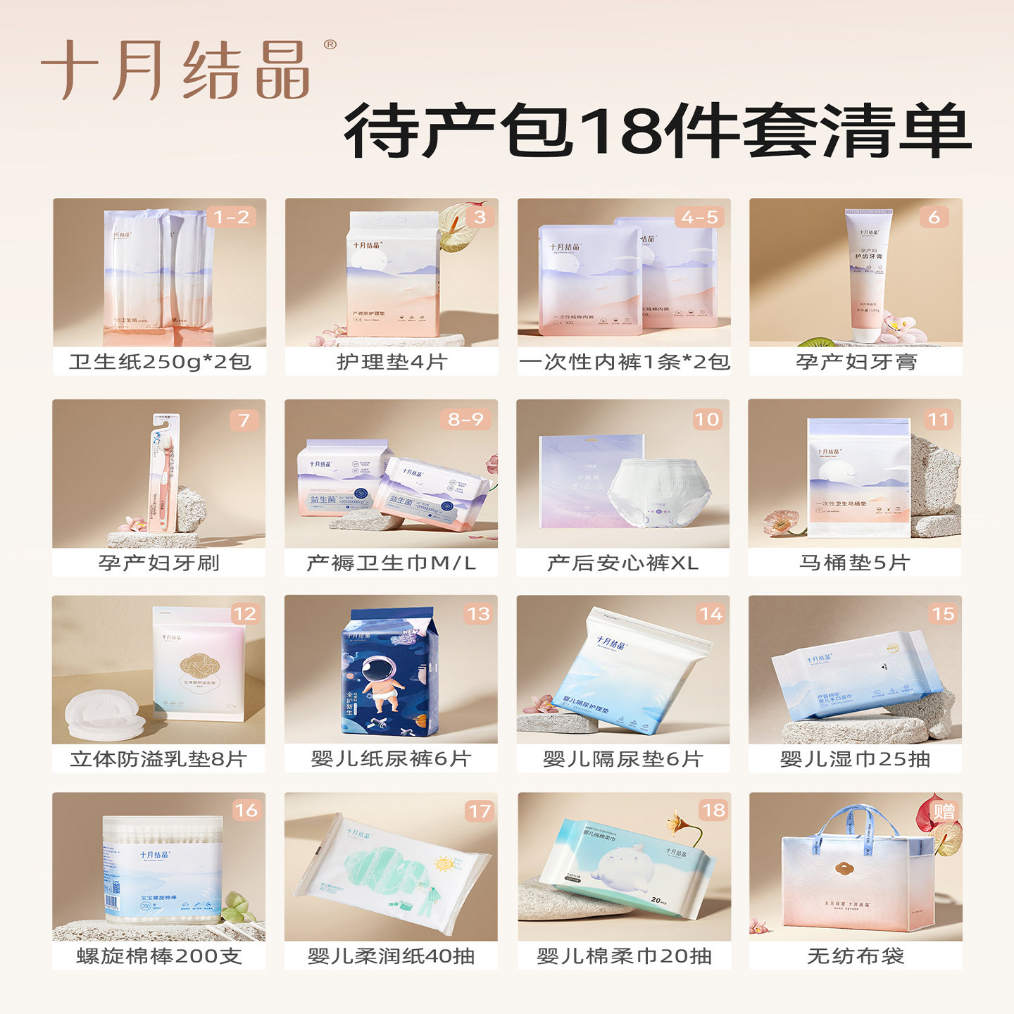 十月结晶待产包孕产妇母子生产包入院全套春夏月子婴儿用品16件套