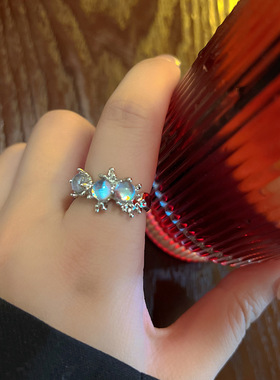 ins感欧泊月光石戒指轻奢小众女