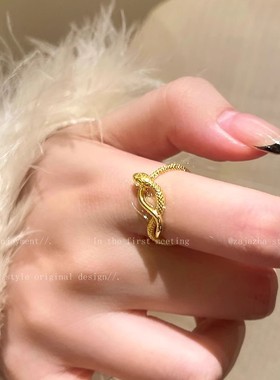 金色灵蛇缠绕开口戒指女新款时尚