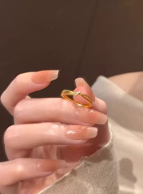 新年法式交叉绳结戒指女食指戒环