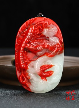 和田玉彩玉五毒手把件鸡血玉蜈蚣蜘蛛蟾蜍蝎子蛇百毒不侵把件挂件