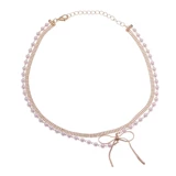 Ожерелье из жемчуга с бантиком, летняя небольшая дизайнерская цепочка до ключиц, коллекция 2023, тренд сезона