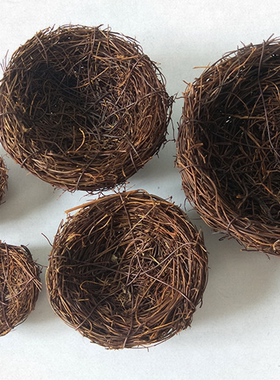 鸟巢仿真摆件编织工艺品