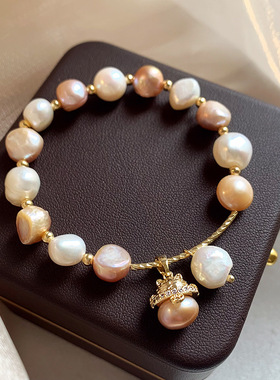 天然淡水珍珠手链女招财猫吊坠