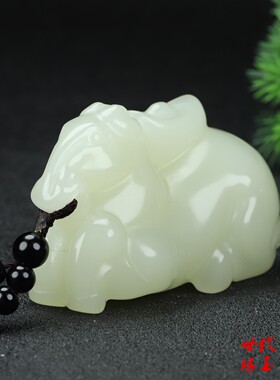 新疆和田玉青白玉生肖元宝马手把件白玉马上有钱立体马把件小摆件