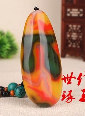 彩玉籽料原石把件新疆和田玉