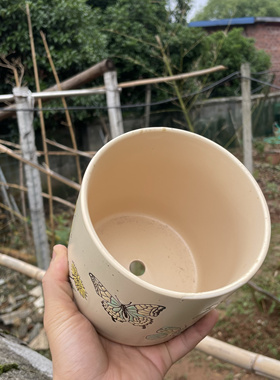 很印景陶瓷花盆手绘蝴蝶花朵放筷子筒带孔厨房饭勺收纳罐子干花筒