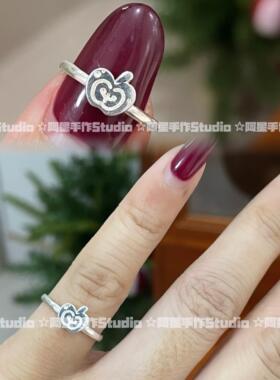 阿星手作足银苹果开口可调尾戒女