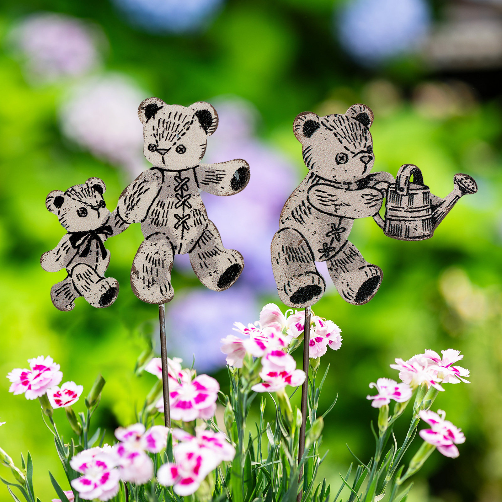 铁艺复古小熊插牌花园杂货园艺装饰花插户外庭院阳台花园花盆装饰,淘宝优惠券,粉丝福利购,淘宝优惠卷