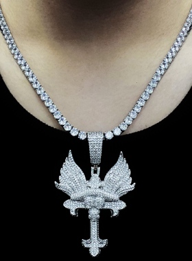 Mr.Bling天使之翼骷髅十字架吊坠