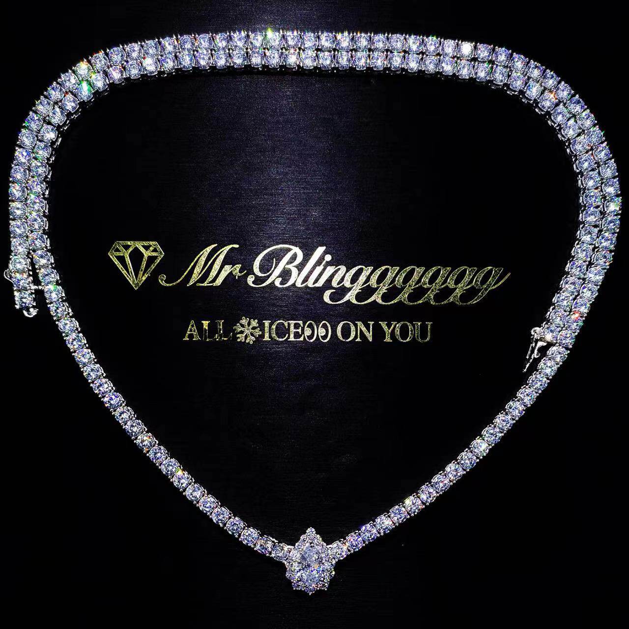 Mr.Blingggggg European and American hip-hop jewelry privately customized PLAYBOI CARTI same style water drop necklace