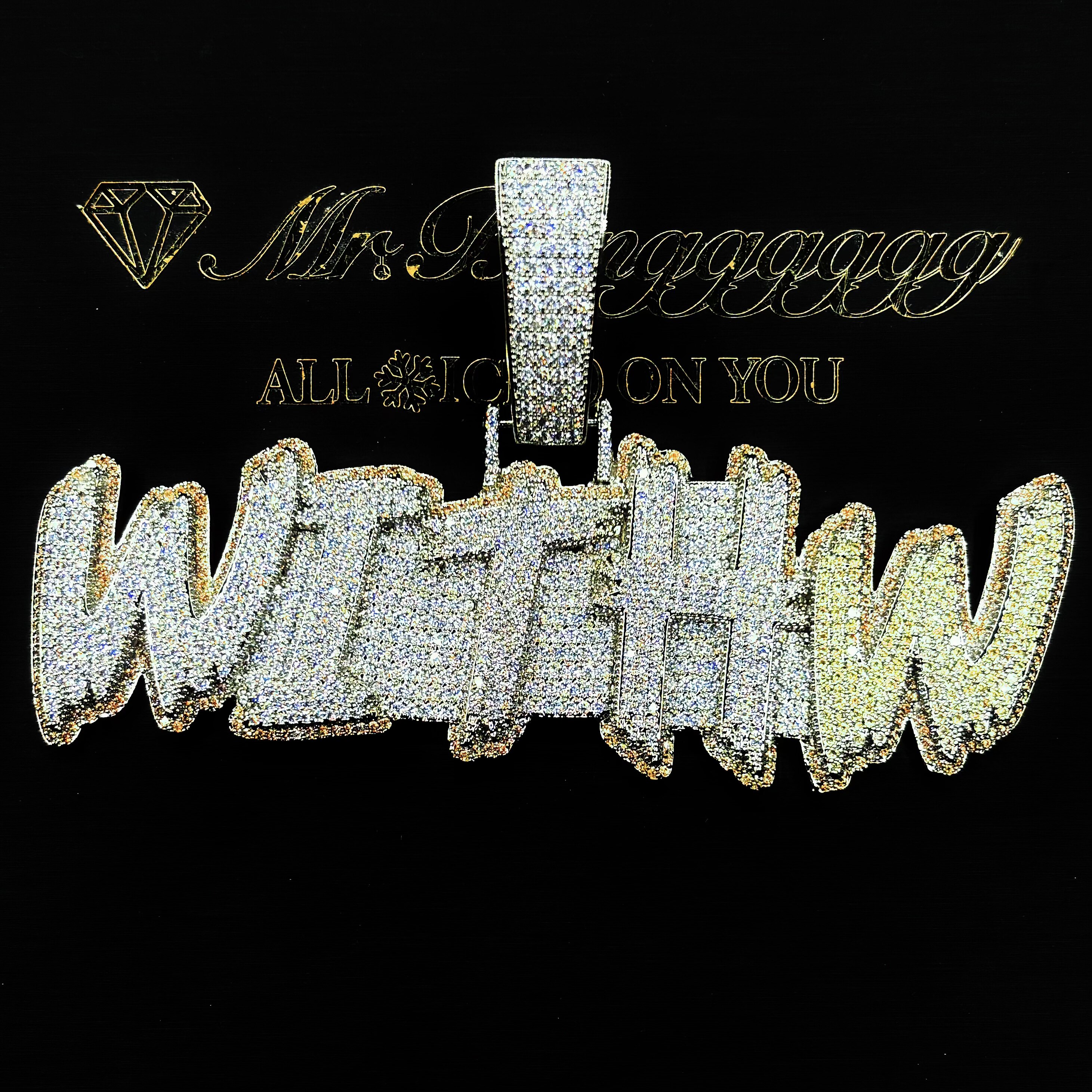 Mr.Blingggggg European and American hip-hop jewelry customized inlaid with colored diamonds three-dimensional double-layer base plate letter pendant