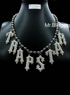 Mr.Blingggggg欧美嘻哈珠宝 TRAPSTAR风格满钻字母拼接drill吊坠