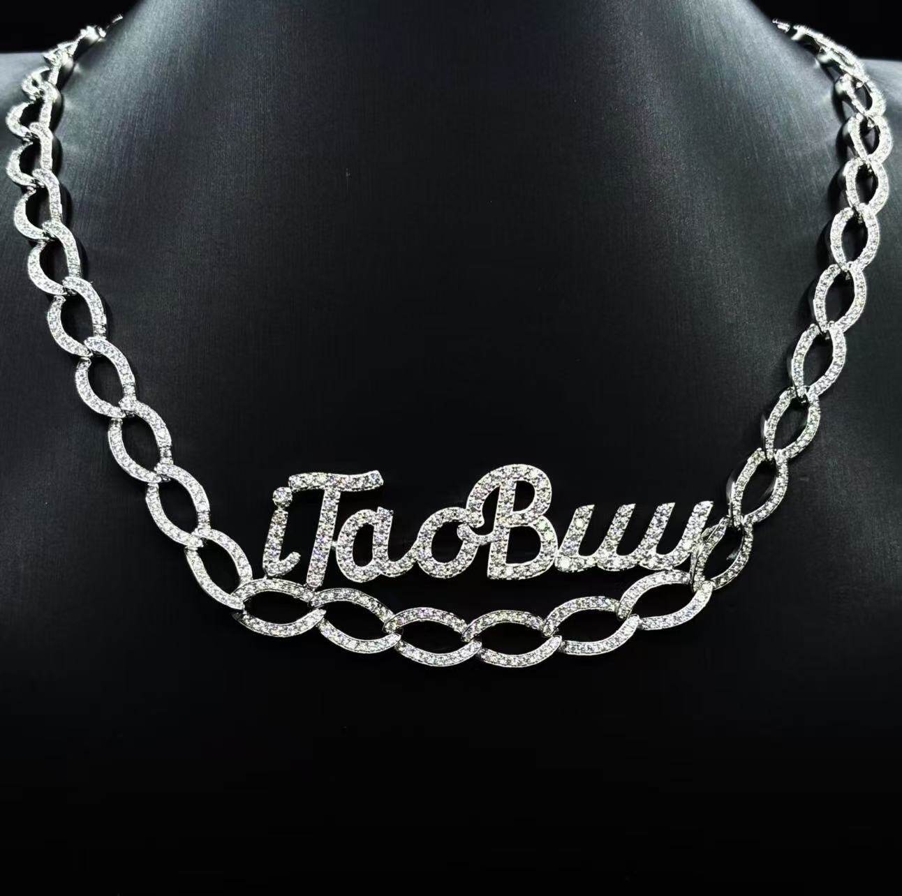 Mr.Blingggggg European and American hip-hop jewelry, privately customized full-diamond AI-generated letters one-piece Cuban chain