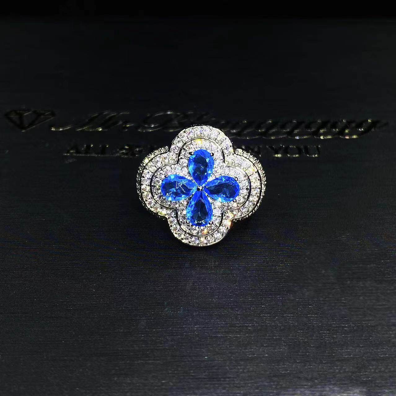 Mr.Blingggggg European and American hip-hop jewelry James Gunna's same style full diamond large four-leaf clover ring